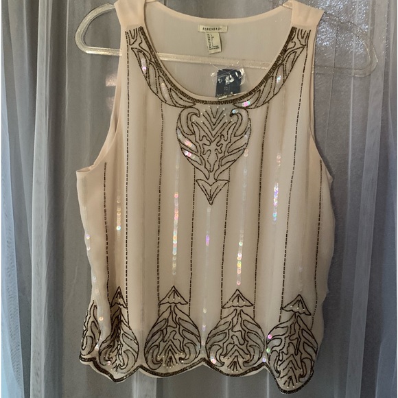 Forever Twenty-one embellished tank top Large Downton Abbey Vibe! - Picture 2 of 12